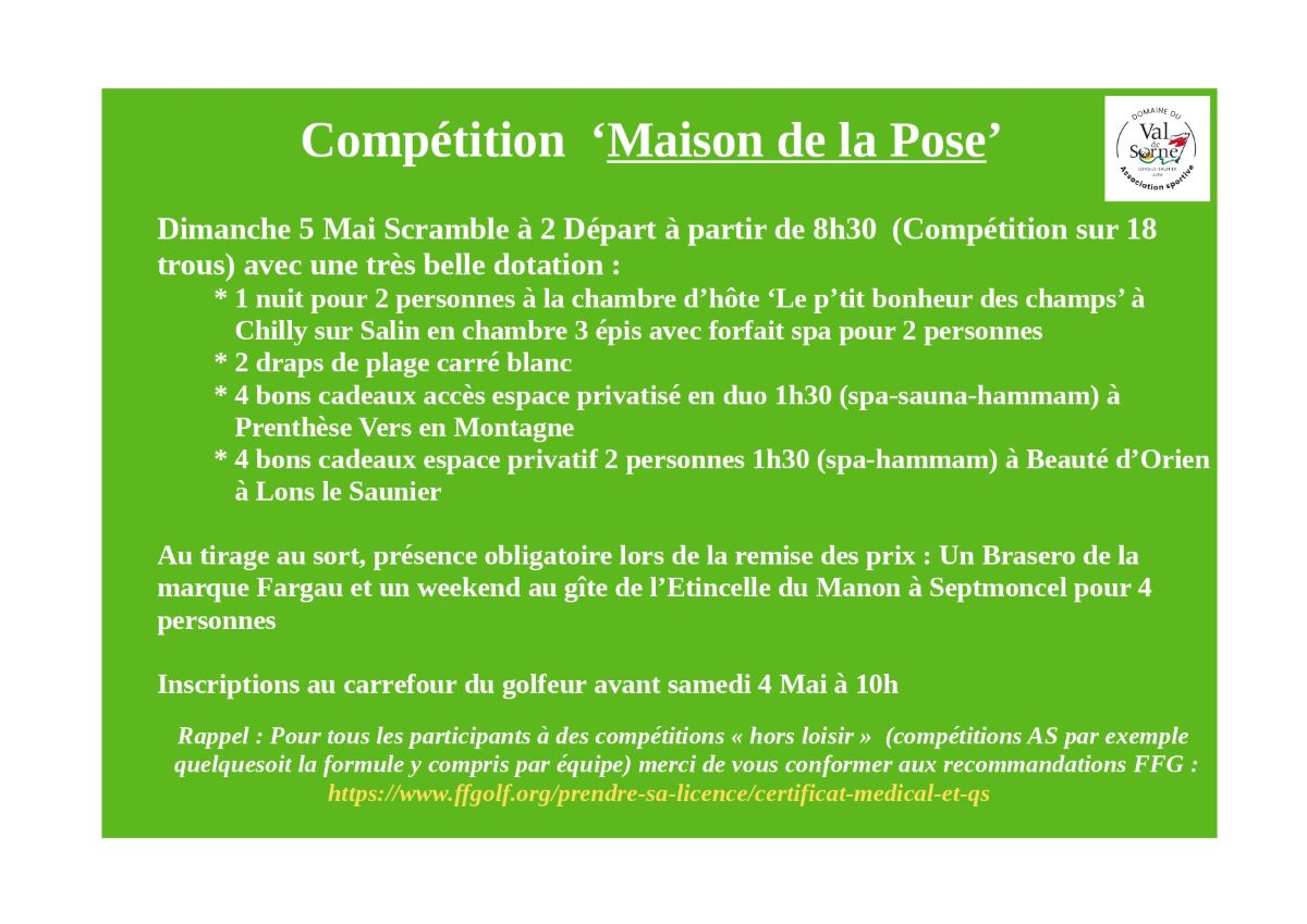 Compétition Maison de la Pose Dimanche 5 Mai